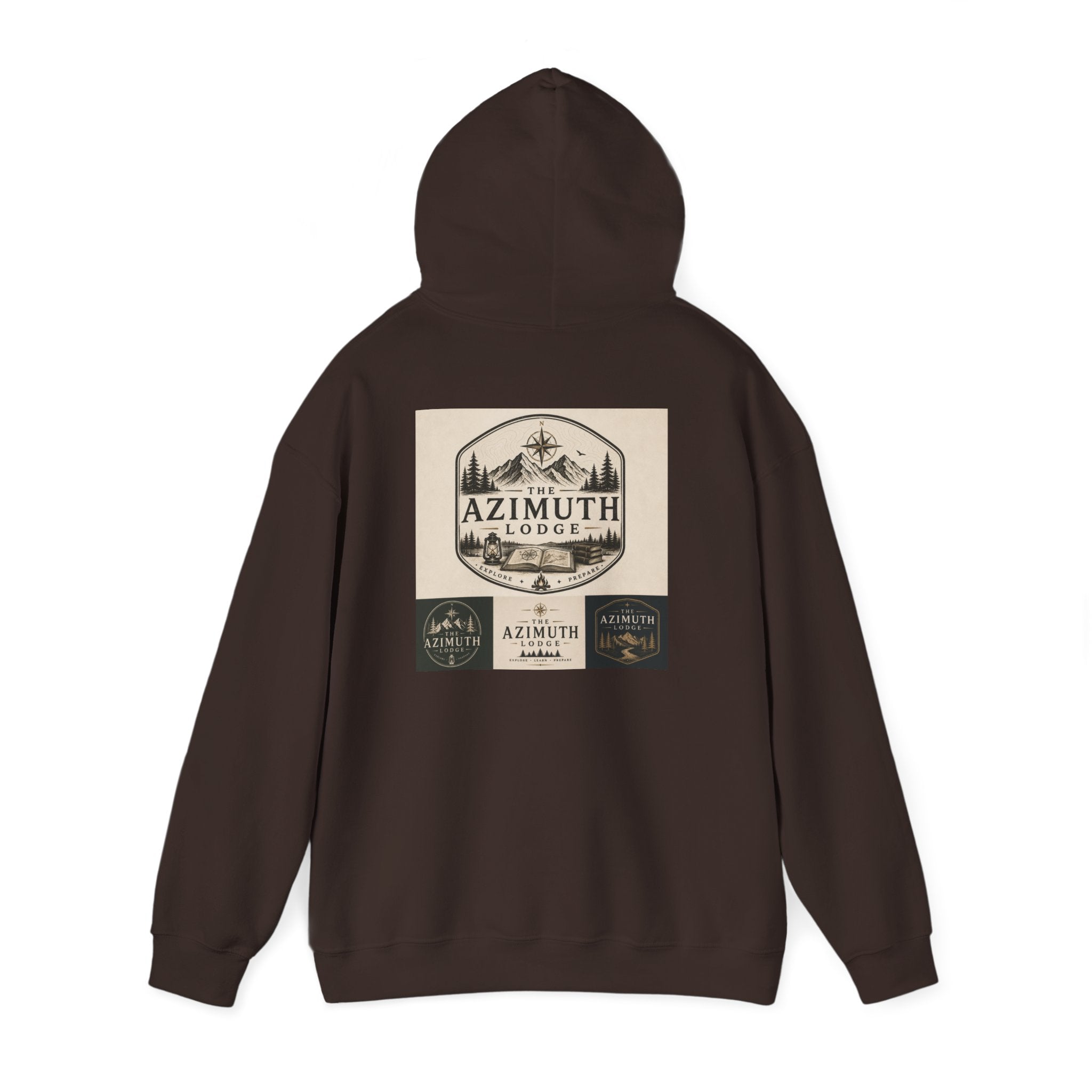 Azimuth Lodge Vintage Cabin Hoodie — Retro Outdoor Logo Sweatshirt