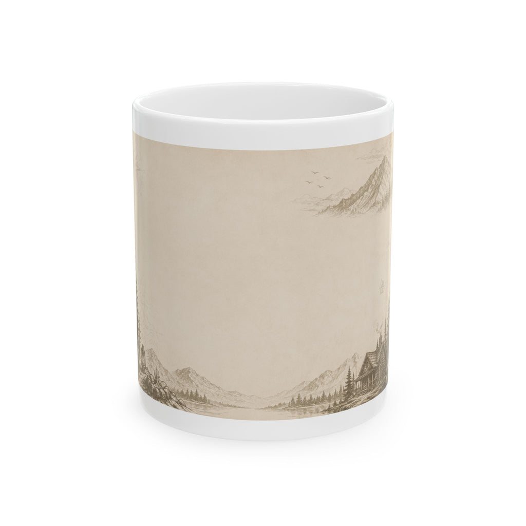 Mountain Landscape Ceramic Mug — Vintage Wilderness Scenery (11oz, 15oz)