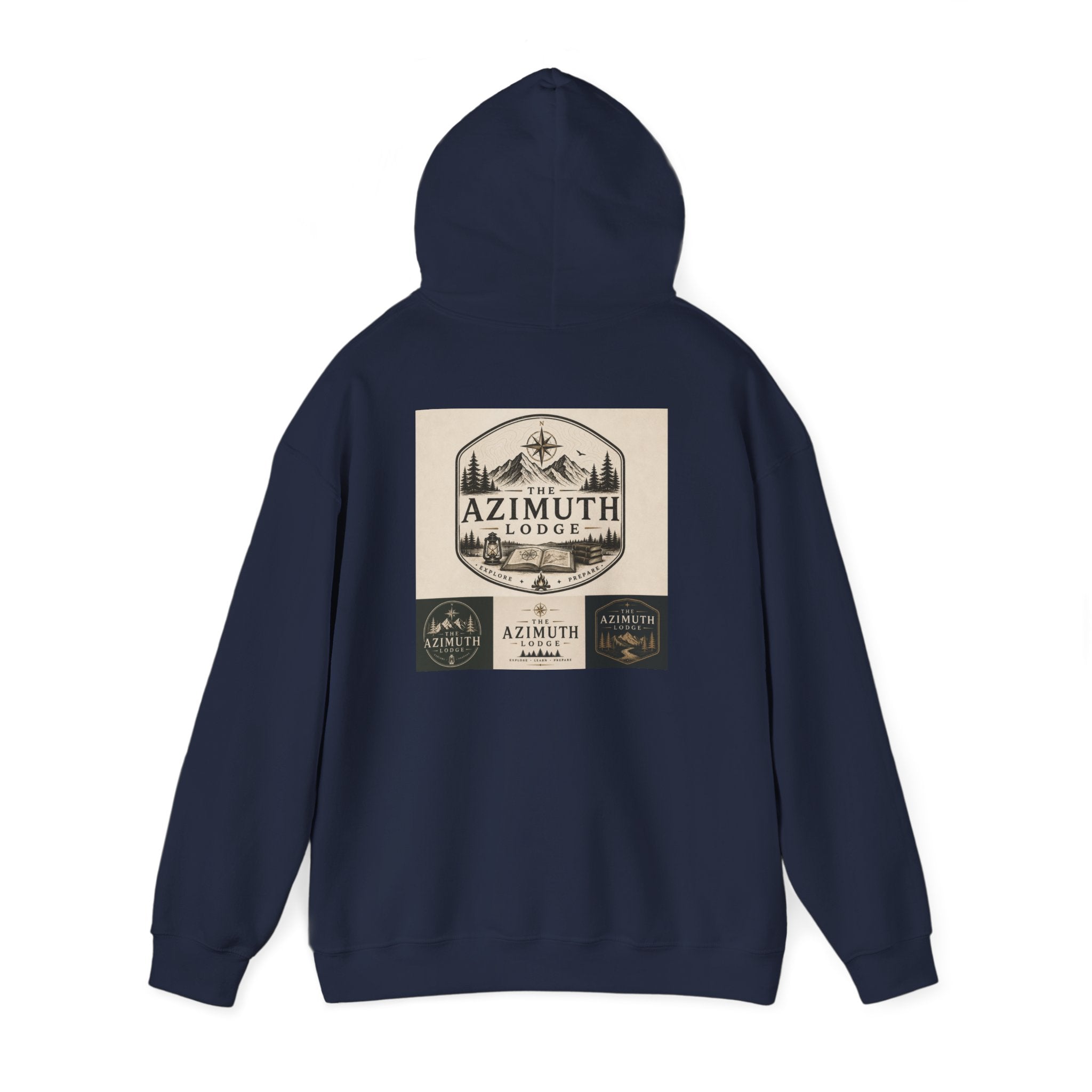 Azimuth Lodge Vintage Cabin Hoodie — Retro Outdoor Logo Sweatshirt