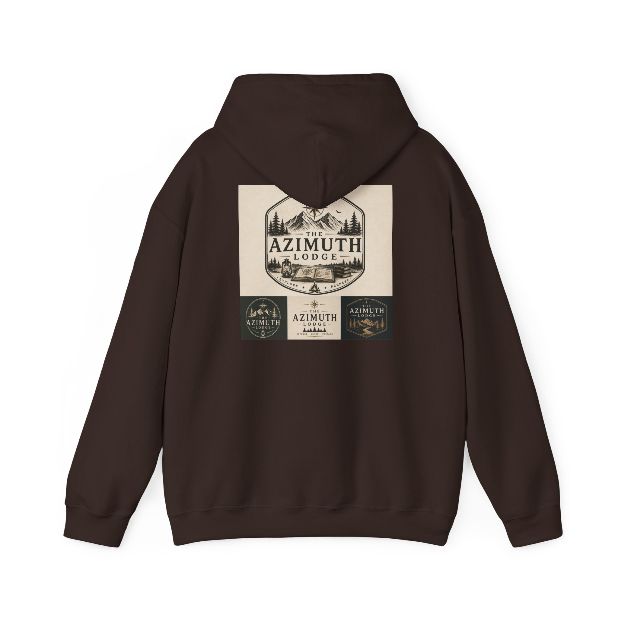 Azimuth Lodge Vintage Cabin Hoodie — Retro Outdoor Logo Sweatshirt