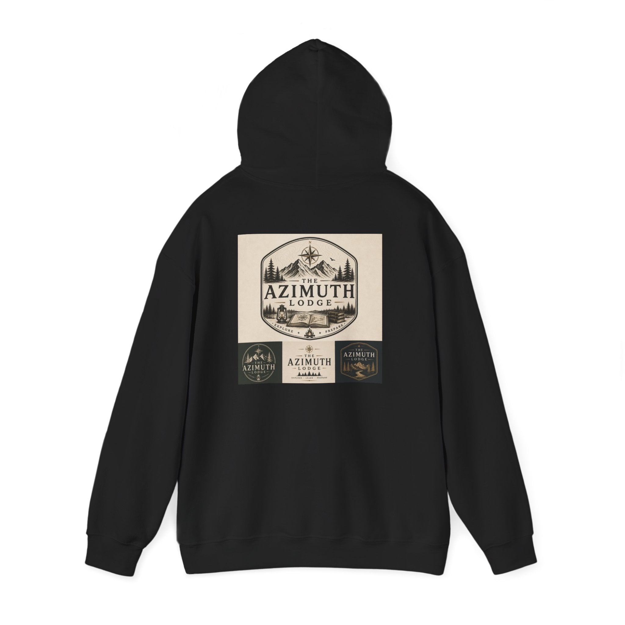 Azimuth Lodge Vintage Cabin Hoodie — Retro Outdoor Logo Sweatshirt
