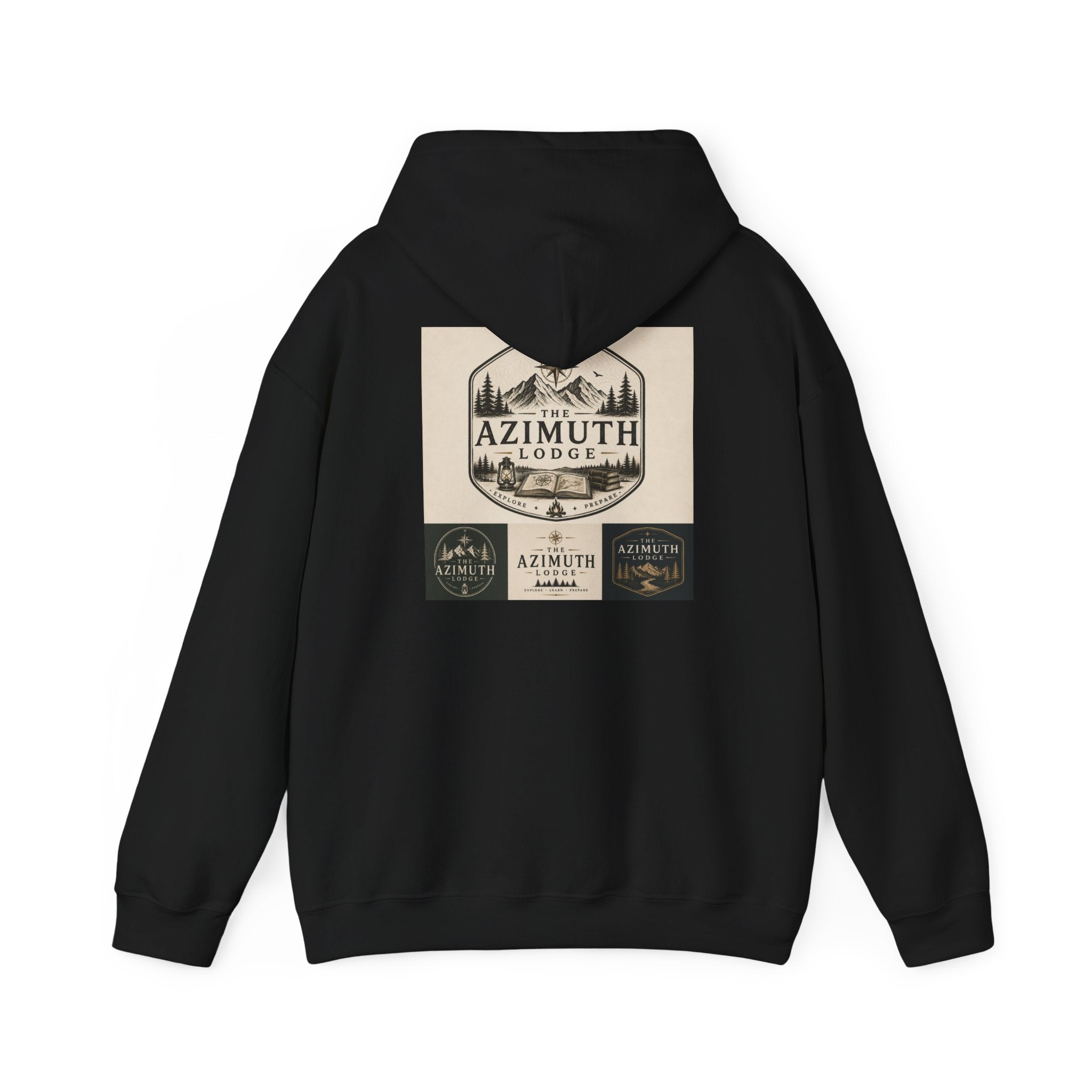 Azimuth Lodge Vintage Cabin Hoodie — Retro Outdoor Logo Sweatshirt