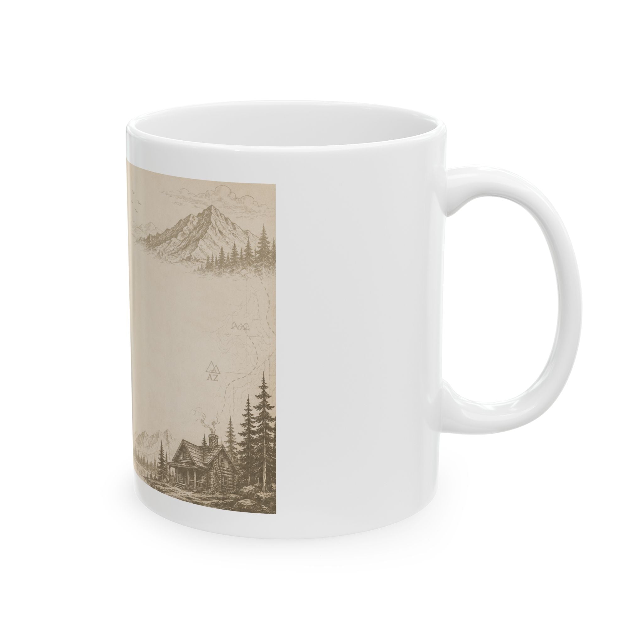 Mountain Landscape Ceramic Mug — Vintage Wilderness Scenery (11oz, 15oz)