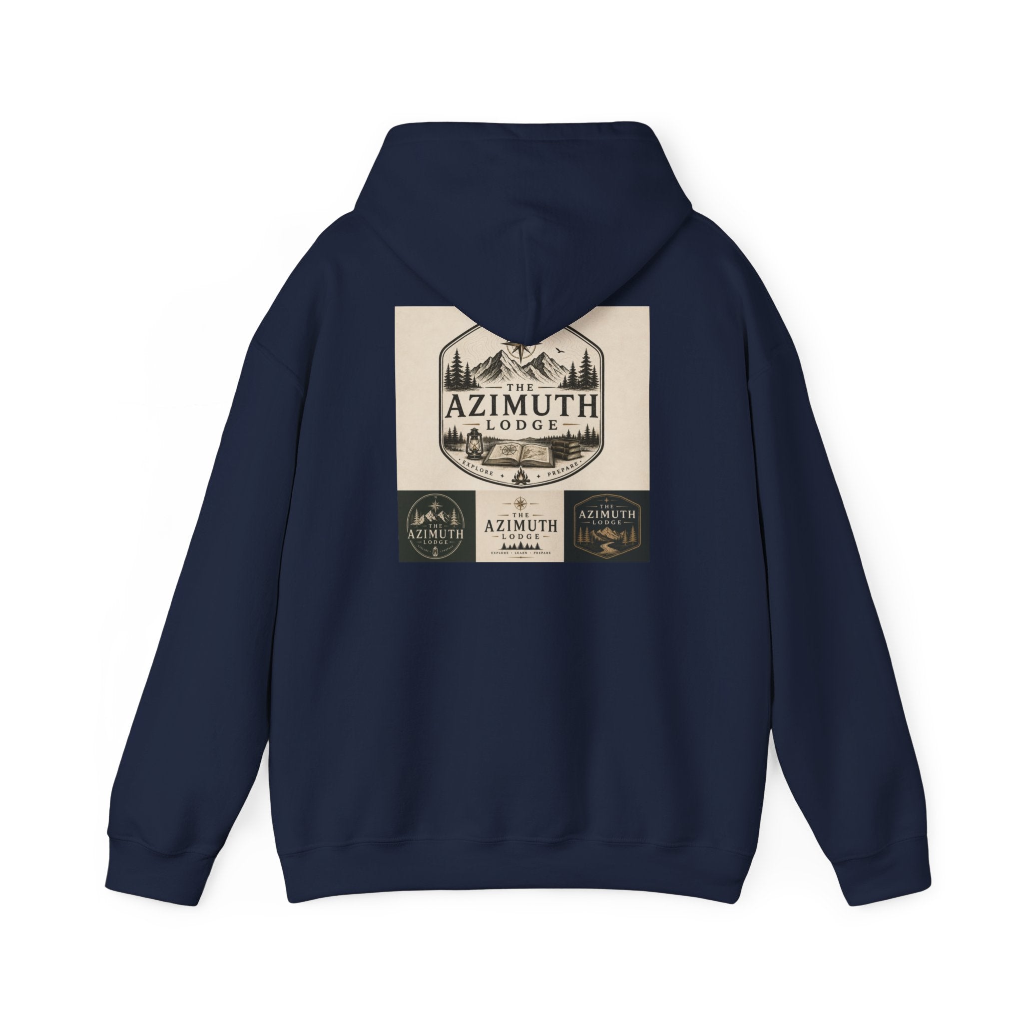 Azimuth Lodge Vintage Cabin Hoodie — Retro Outdoor Logo Sweatshirt