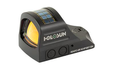Holosun Technologies 407C-GR-X2 -  Green Dot -  2 MOA -  Black Color -  Side Battery -  Solar Failsafe HE407C-GR X2