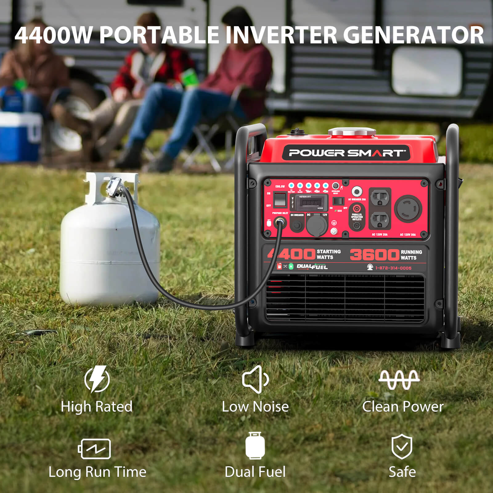 4400W/4000W Gasoline/Propane Duel Fuel Inverter Generator w/ CO Alert MB5040DC