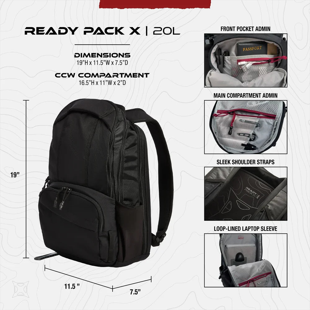 Vertx Ready Pack X - Discreet 20L Gray Man EDC & Rapid CCW Access - 15" Laptop Sleeve